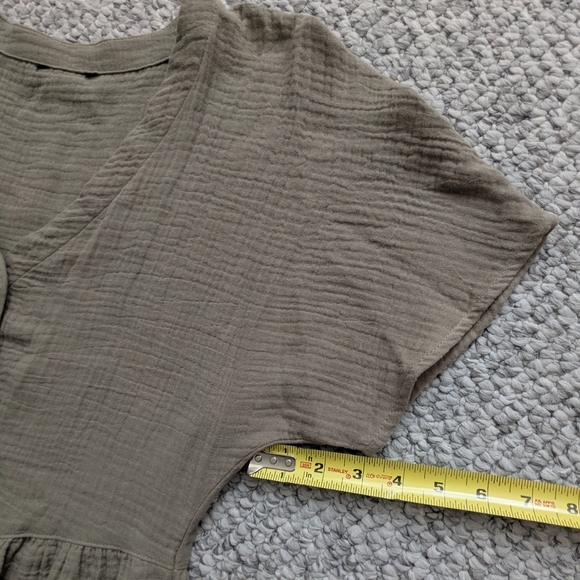 George Women's (Size L) Khaki Colored Cotton Short Sleeve Dress w/Pockets - Picture 2 of 13